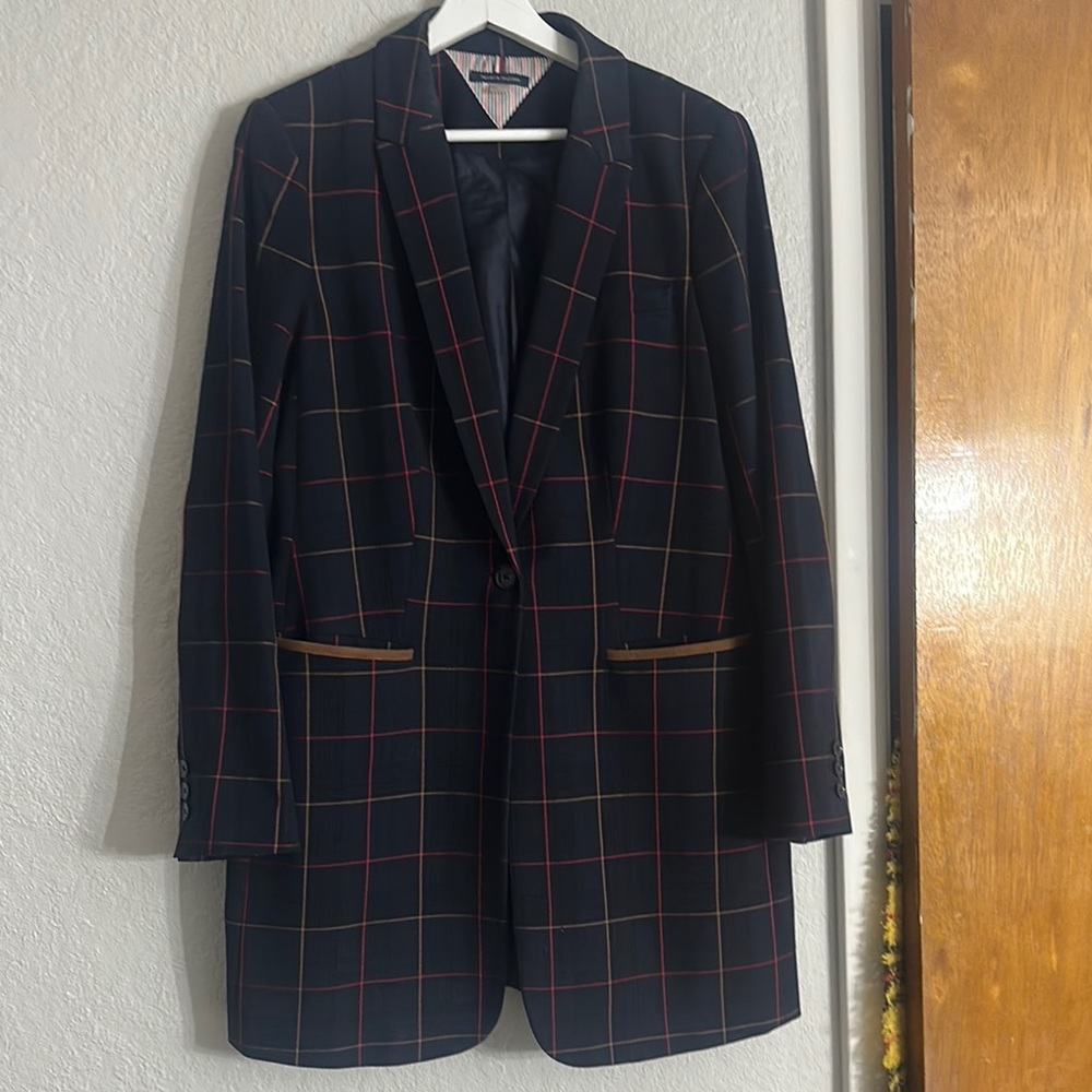 Tommy Hilfiger Navy Plaid Blazer